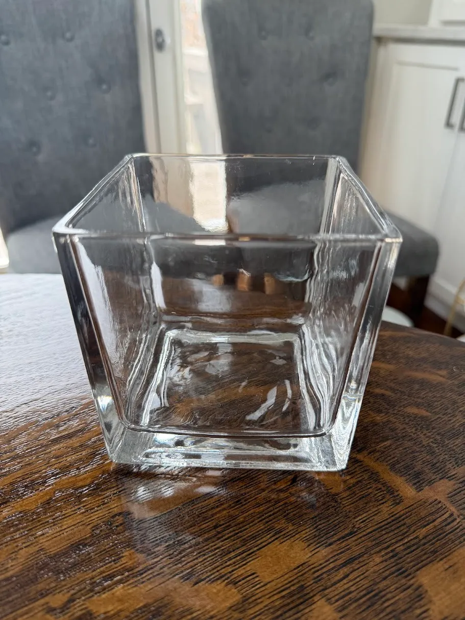 Heavy Glass Cube Vase 5" x 5"