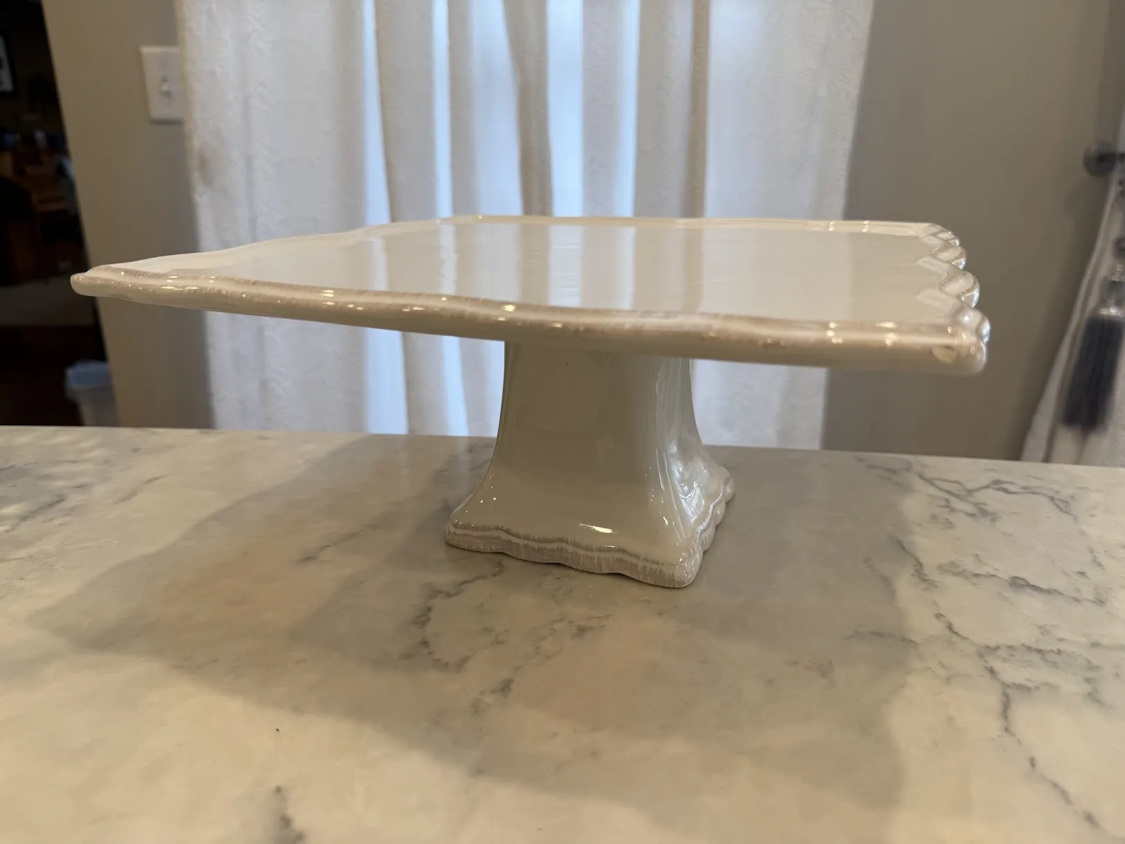 11" Square White Dessert Stand