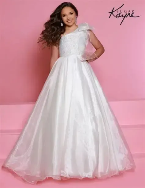 #510 Size 8 White Sugar Kayne Long Dress Rental