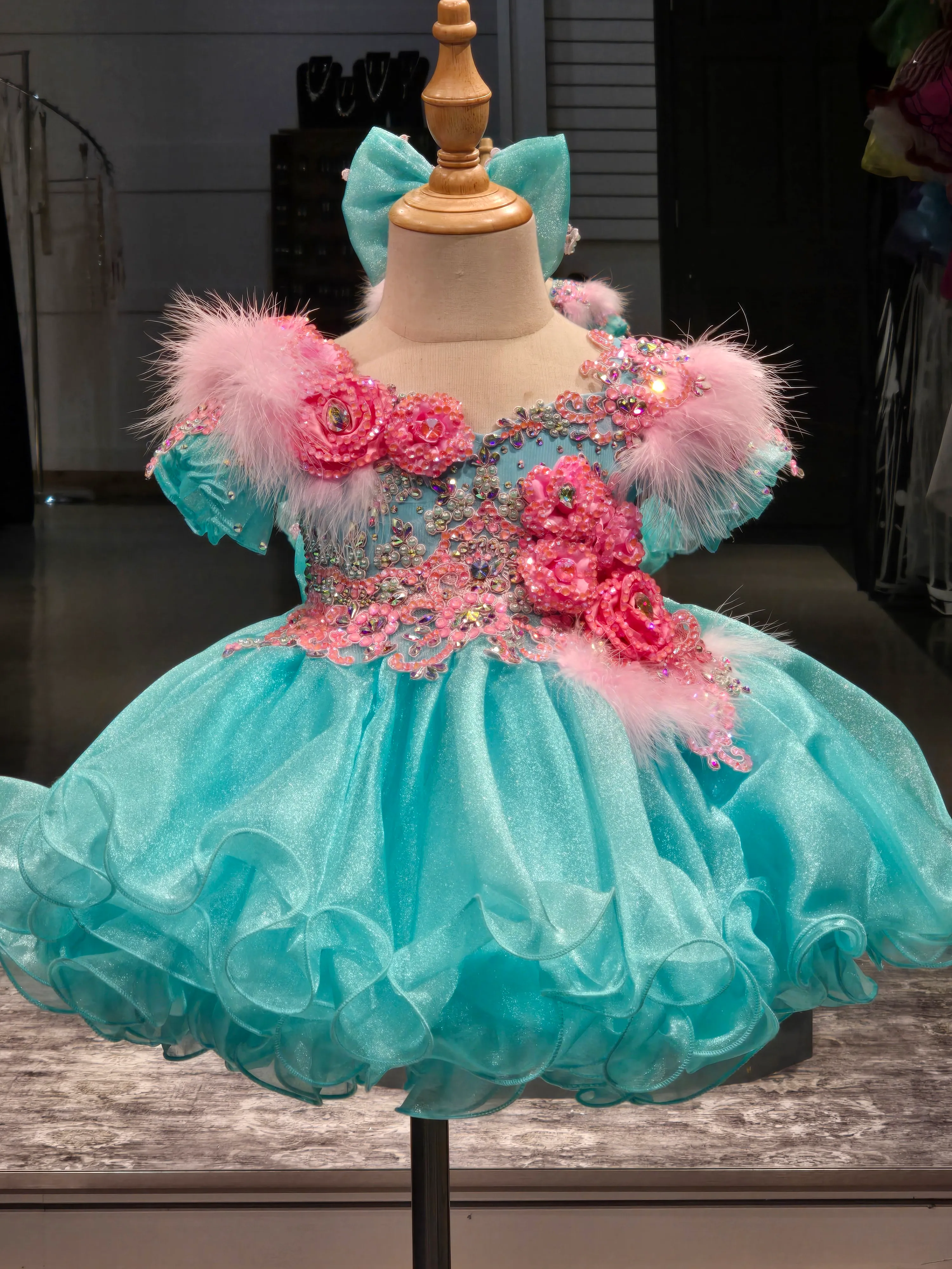 #432 18-3 Blue/Pink Glitzy Belle Dress Rental