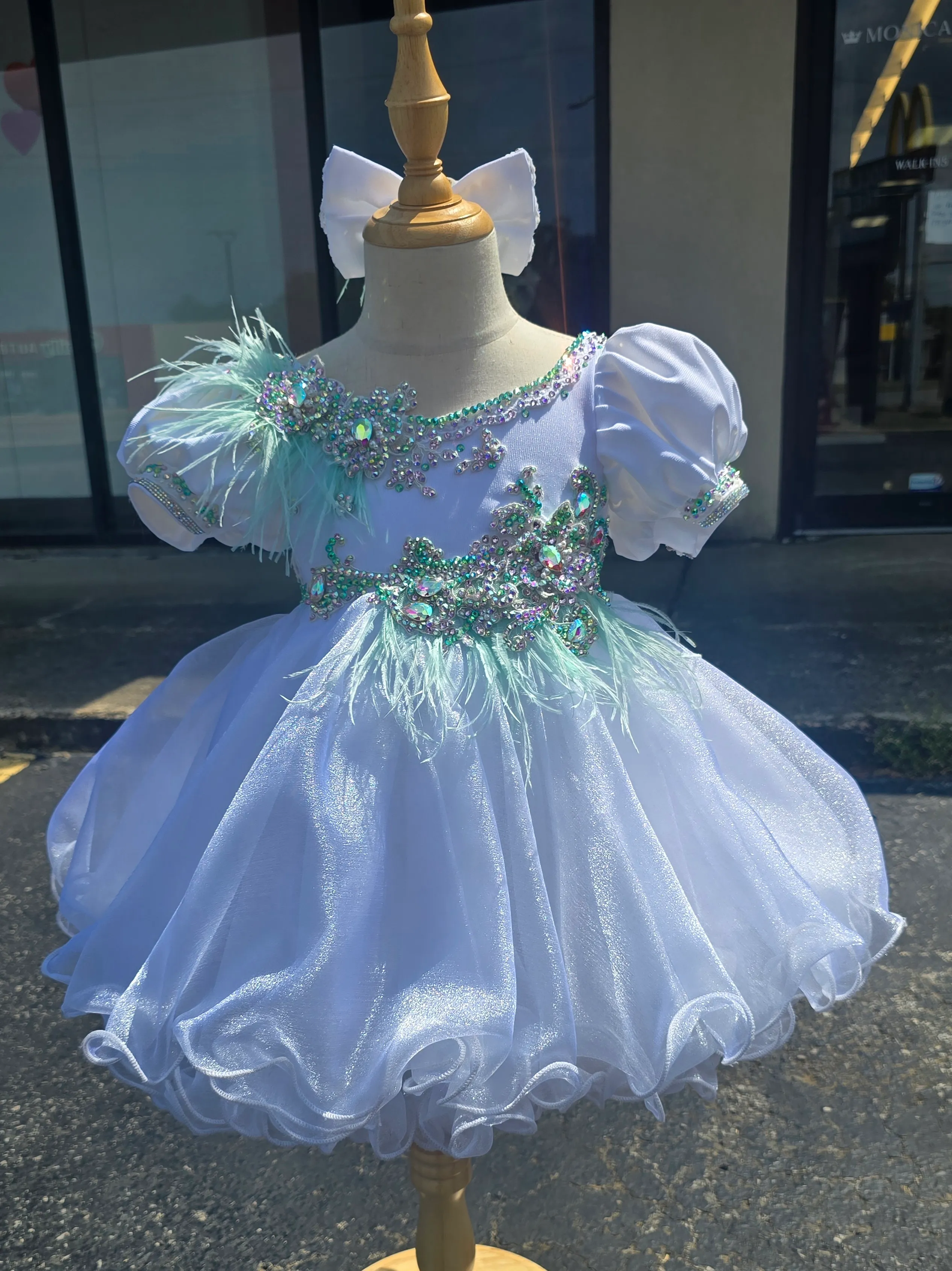 #478 3/5 White Glitzy Belle Dress Rental