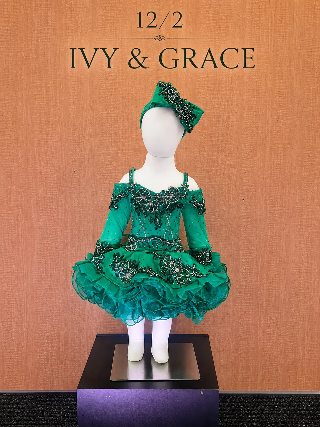 #452 12/2 Emerald Green Ivy & Grace Dress Rental