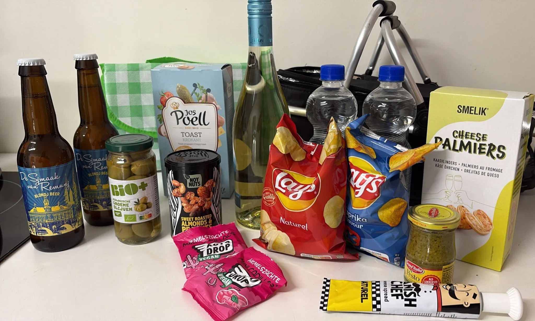 Picknickmand - witte wijn & bier