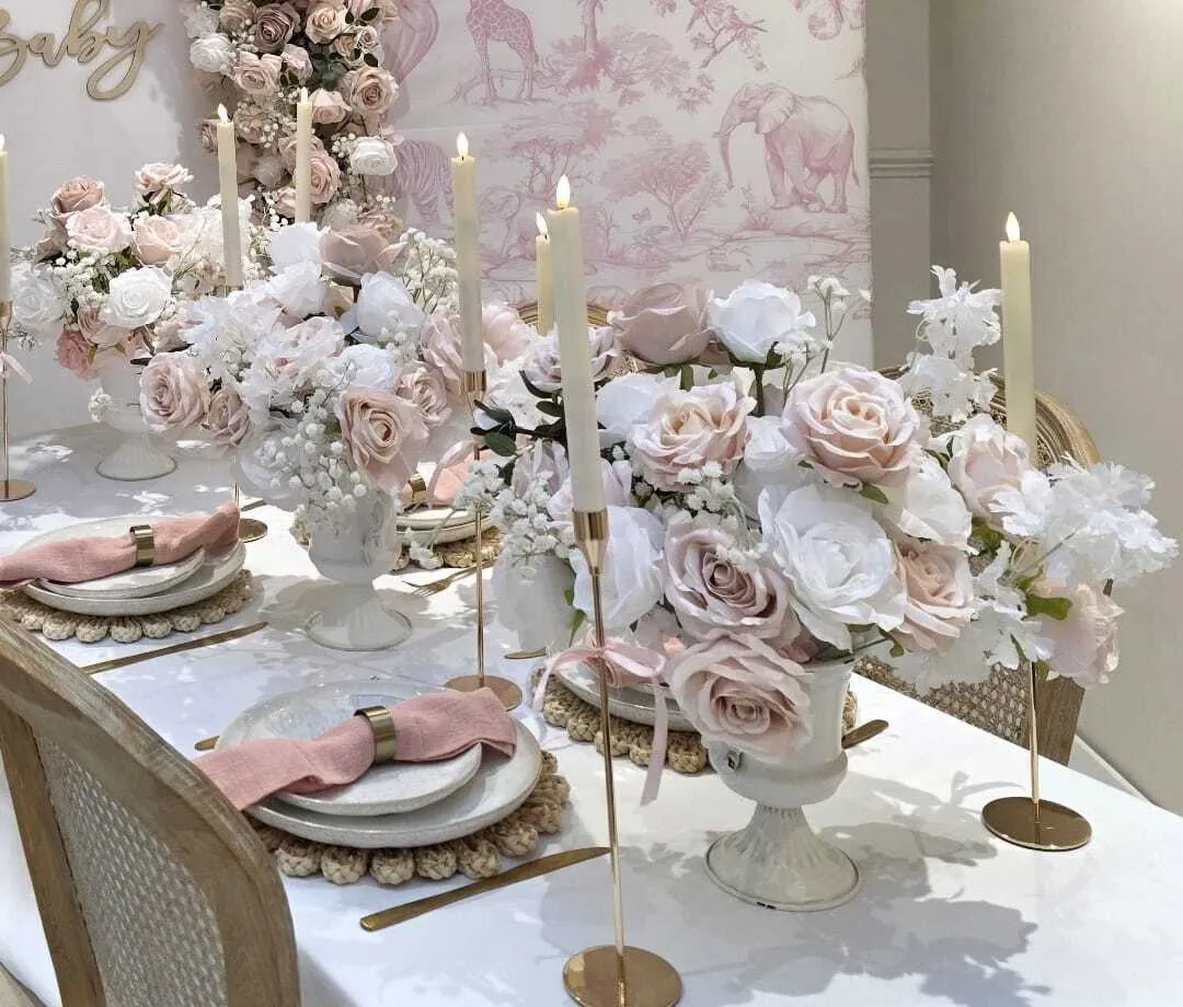 Rosa Centrepiece Hire UK | Blush Rose Table Decor