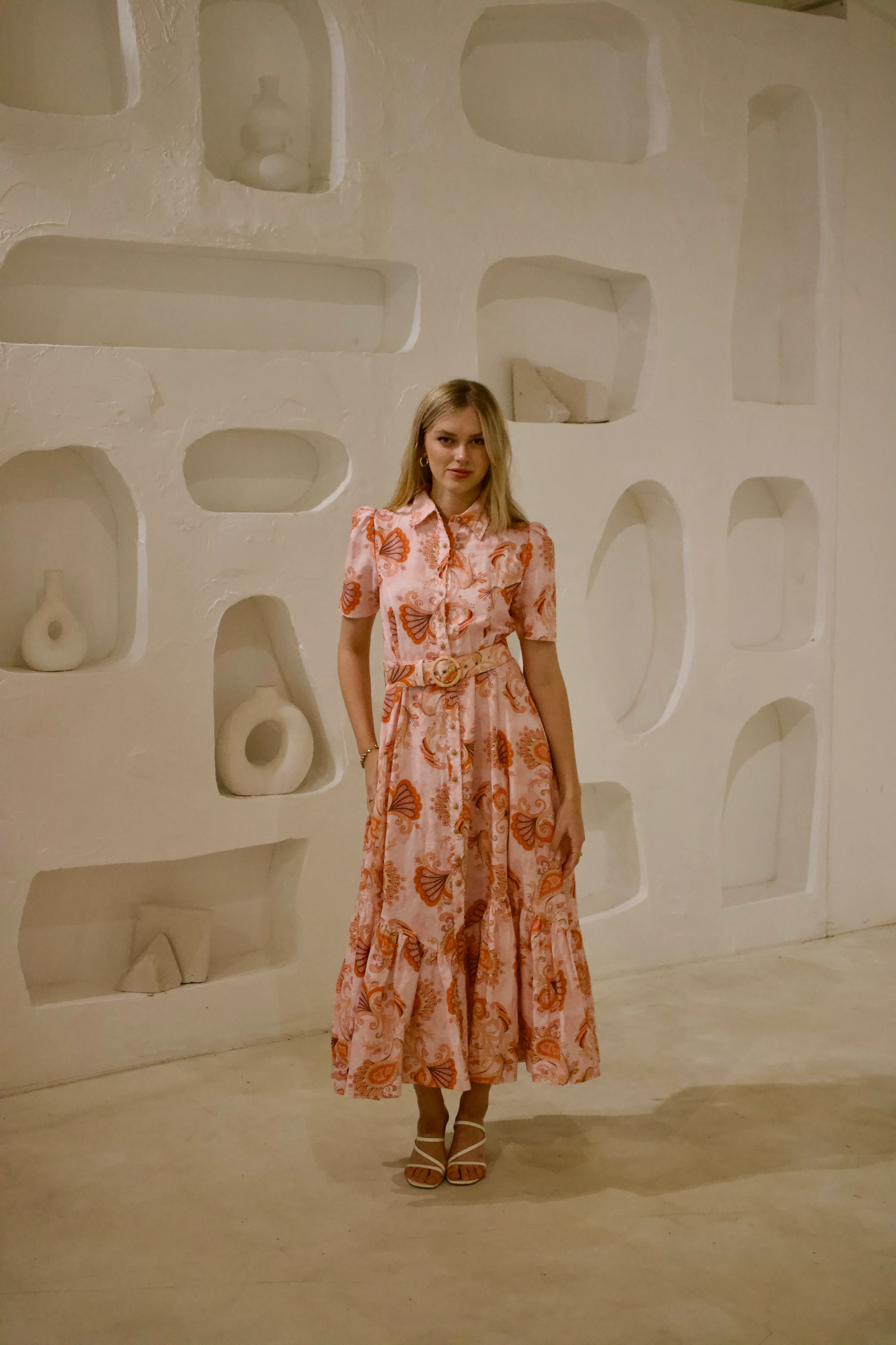 Short Sleeve Trench Maxi in Bronze Mirage 
