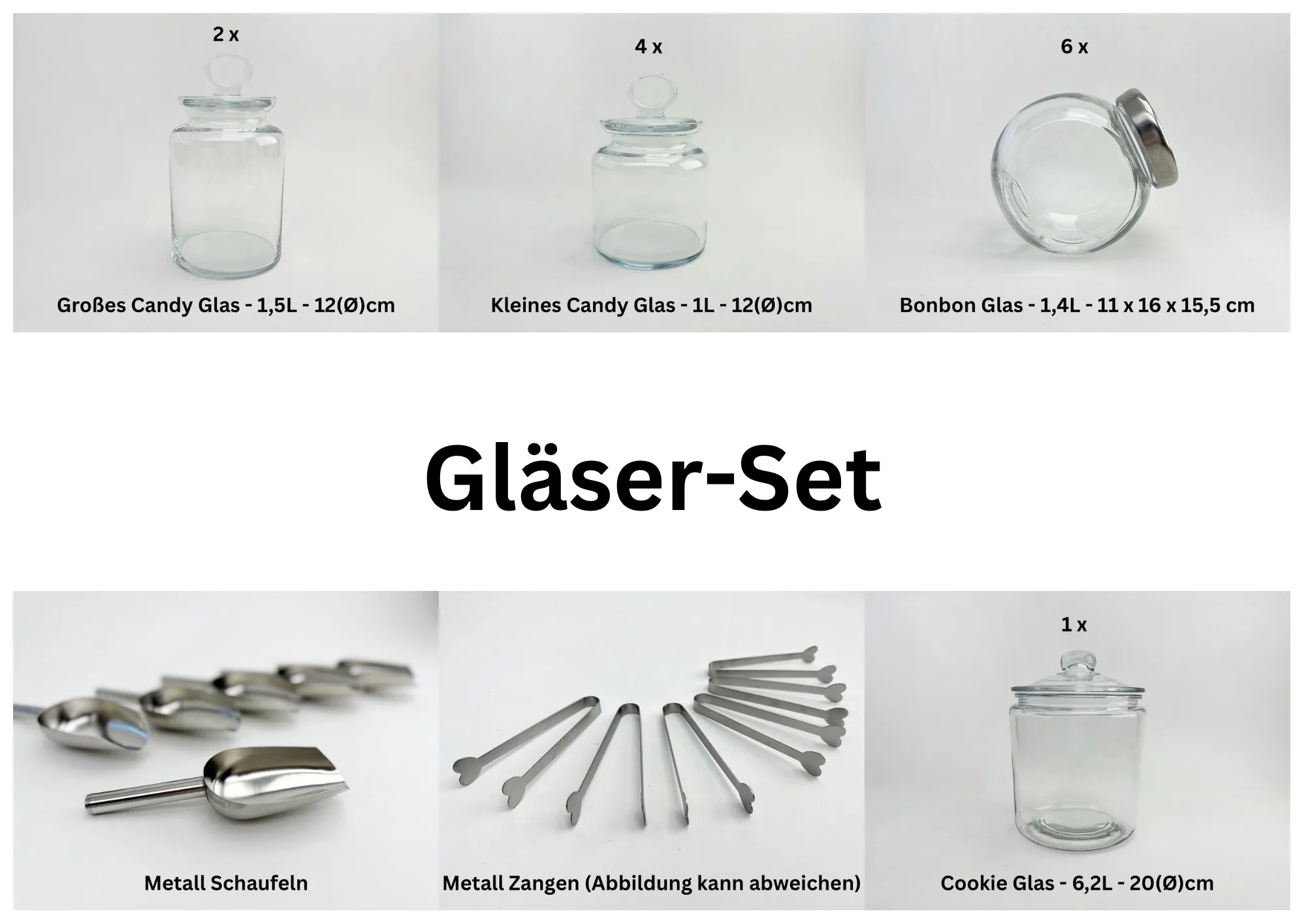 Deko-Artikel 12 Gläser & Zubehör für Candy Bar