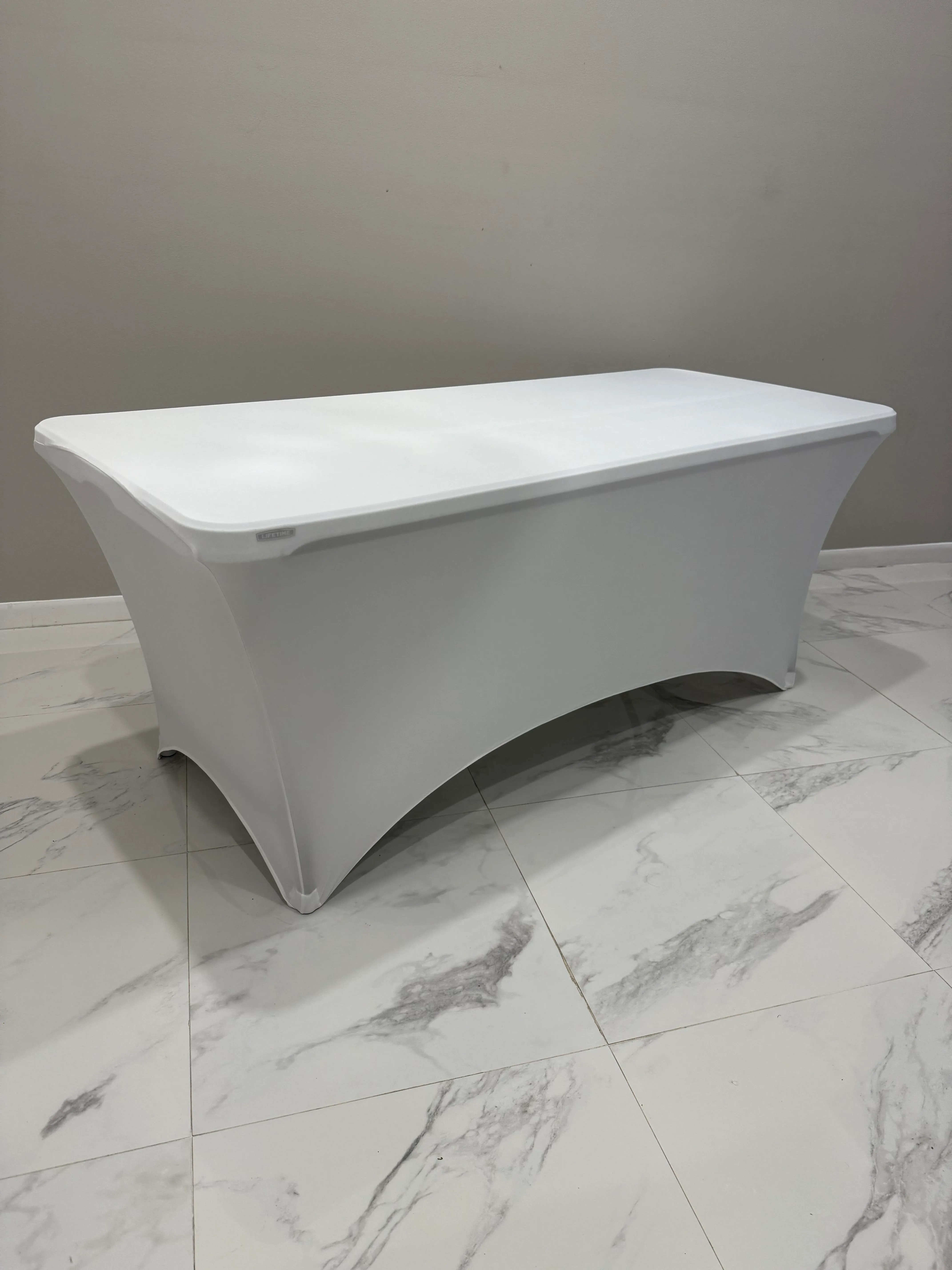 6’ Rectangle Table with White Cloth