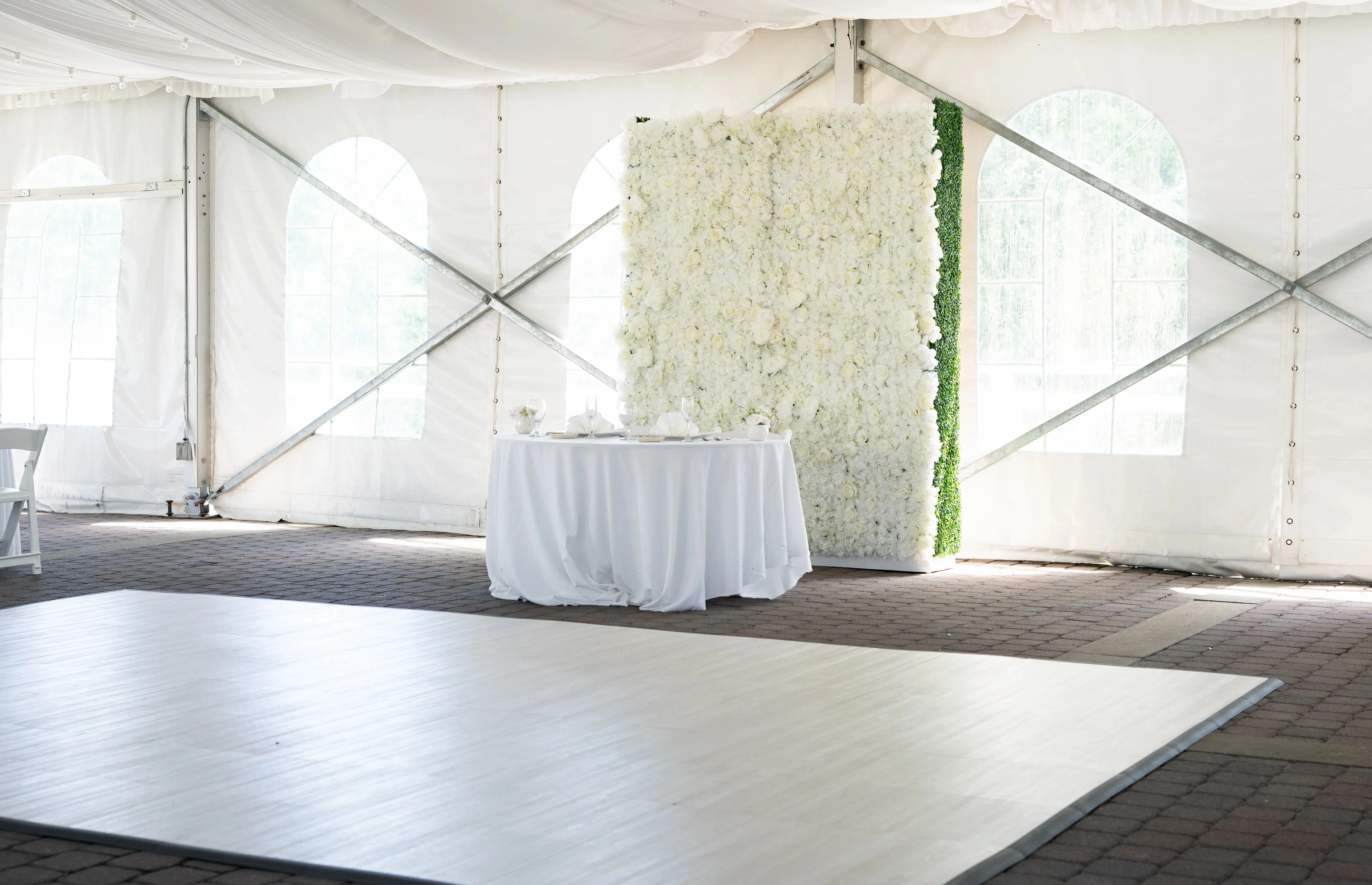 White Oak Dance Floor and Flower Wall Bundle
