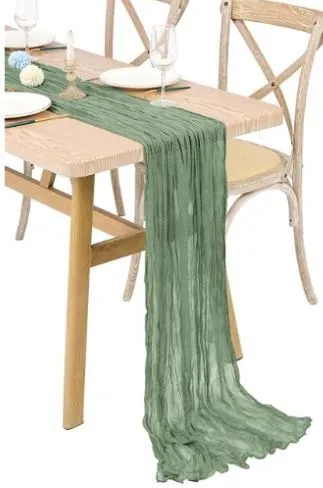 Sage Green Cheesecloth Table Runners - Set of 12