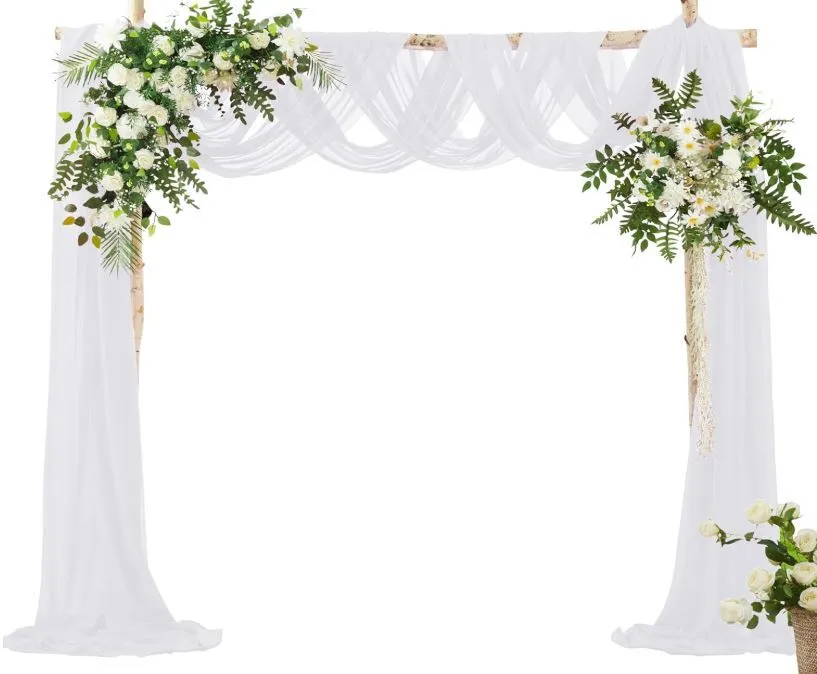 White Chiffon Draping Fabric Set of 2