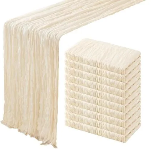 Beige Cheesecloth Table Runners - Set of 10