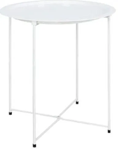 Small White Metal Round Folding Table