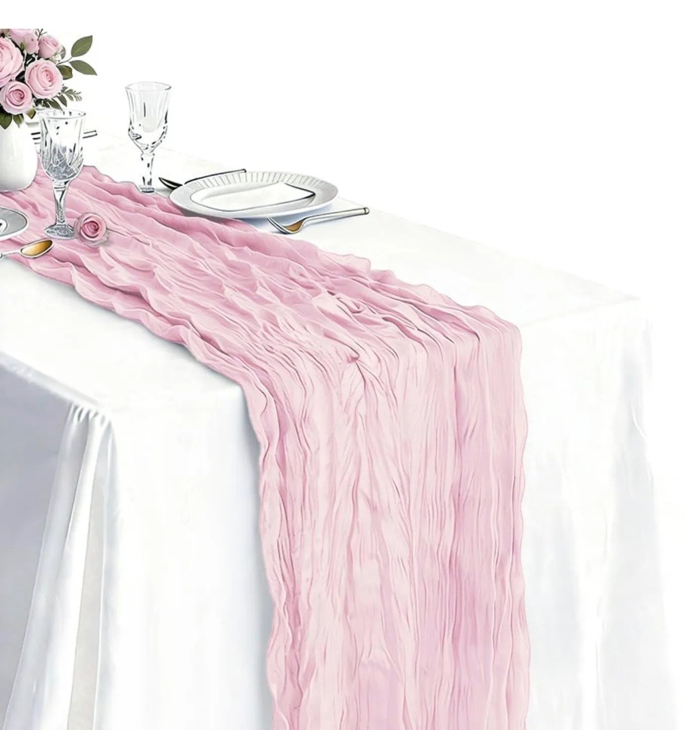 Light Pink Cheesecloth Table Runners