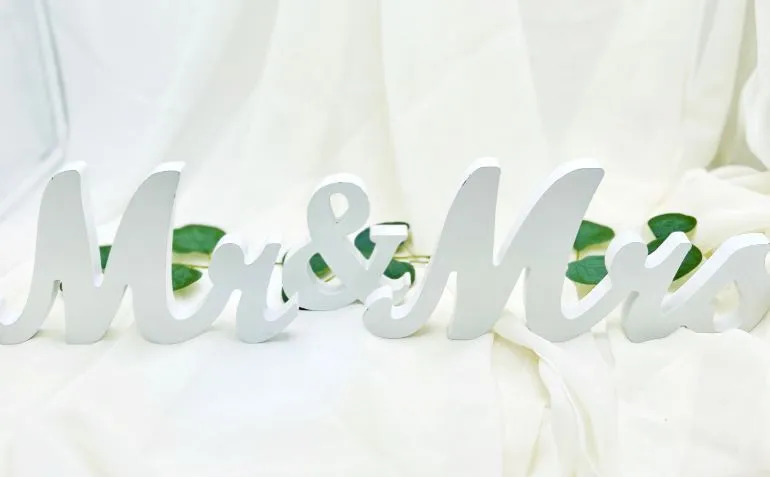 Large White Mr. & Mrs. Stand Up Sign
