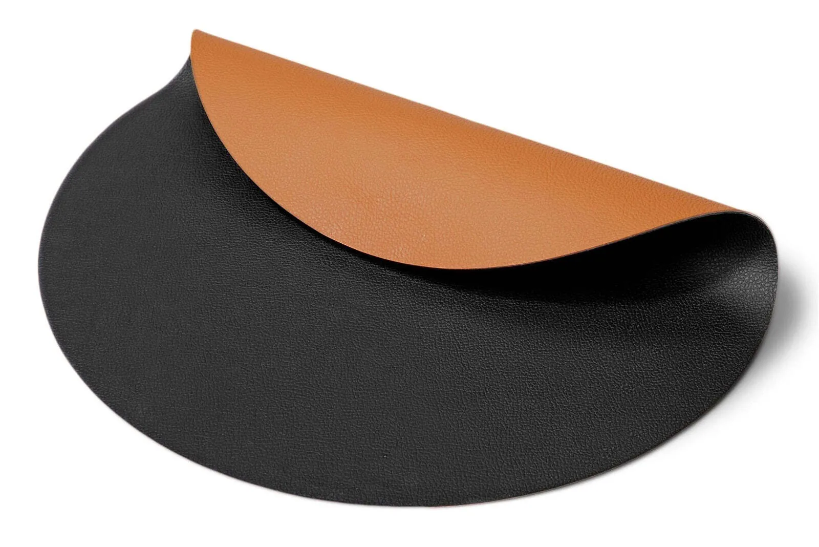 Black / Brown Reversible Round Leather Placemats 
