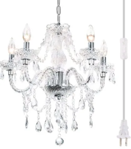Chandelier Pendant Light with Plug in Cord