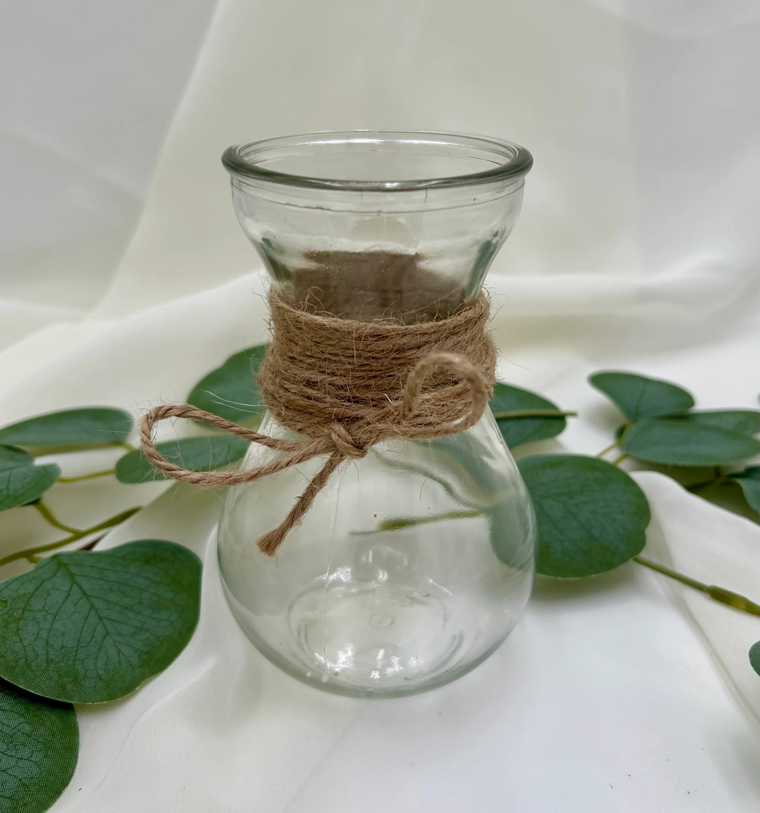 Glass Bud Vases with Twine Rope - Set of 5