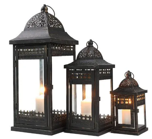 Vintage Style Black Lanterns - Set of 3