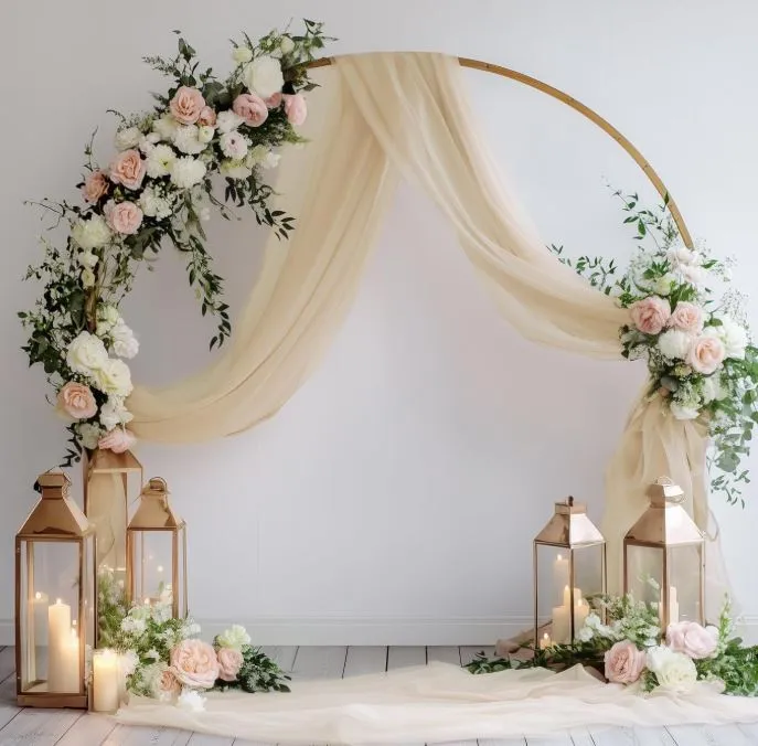 Champagne Sheer Draping Fabric Set of 2