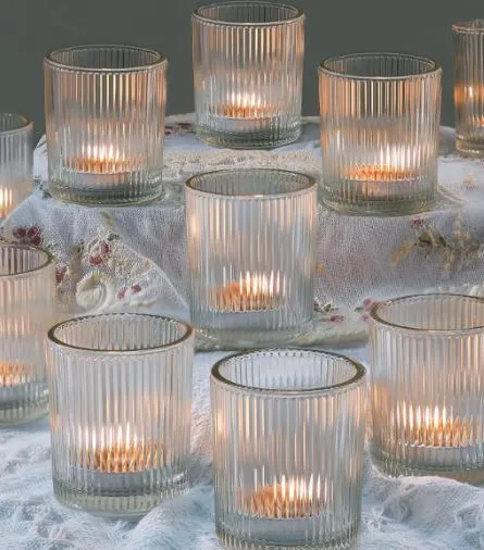 Ribbed Clear Glass Tealight Holders- Set of 30