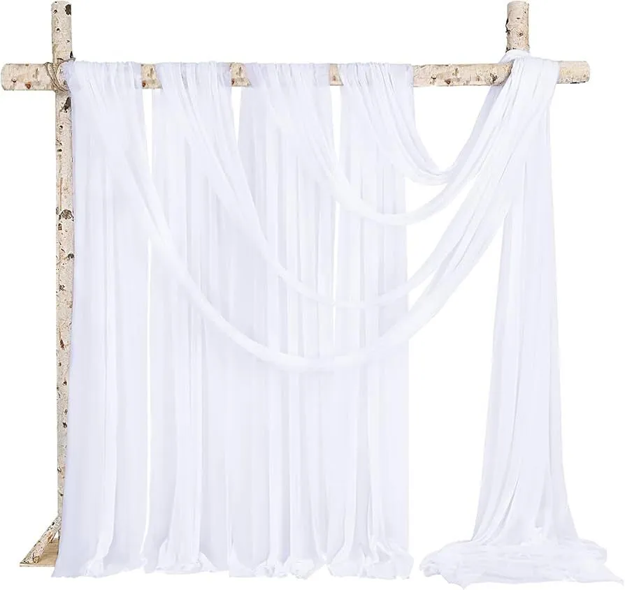 Bleached White Chiffon Draping Fabric Set of 2