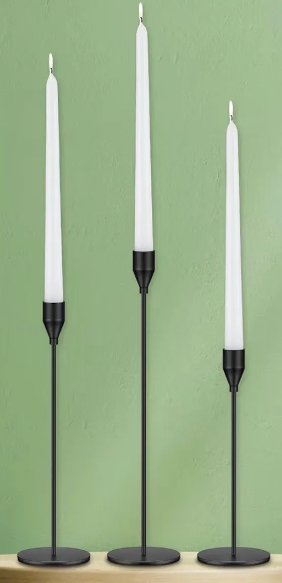 Black Tall Metal Taper Candle Holders