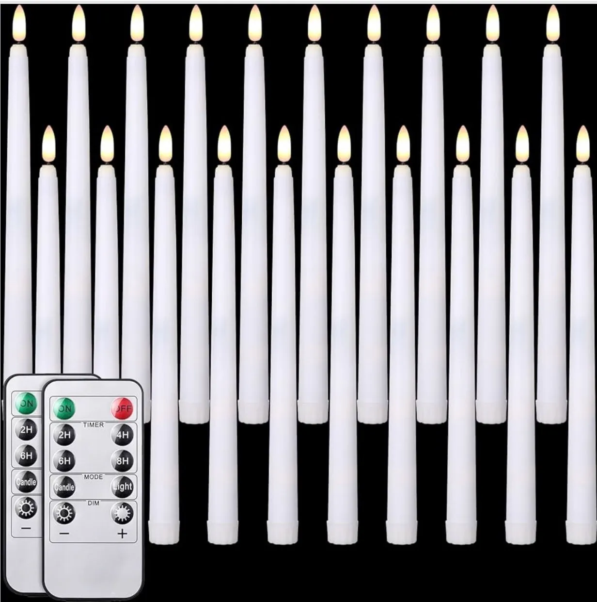 White Flameless Taper Candles 