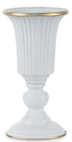 White with Gold Metal Trumpet Vase