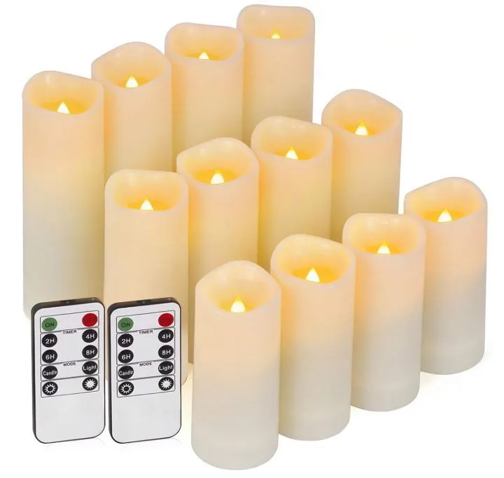 Ivory Flameless Led Candles in 3 Sizes- Set of 12