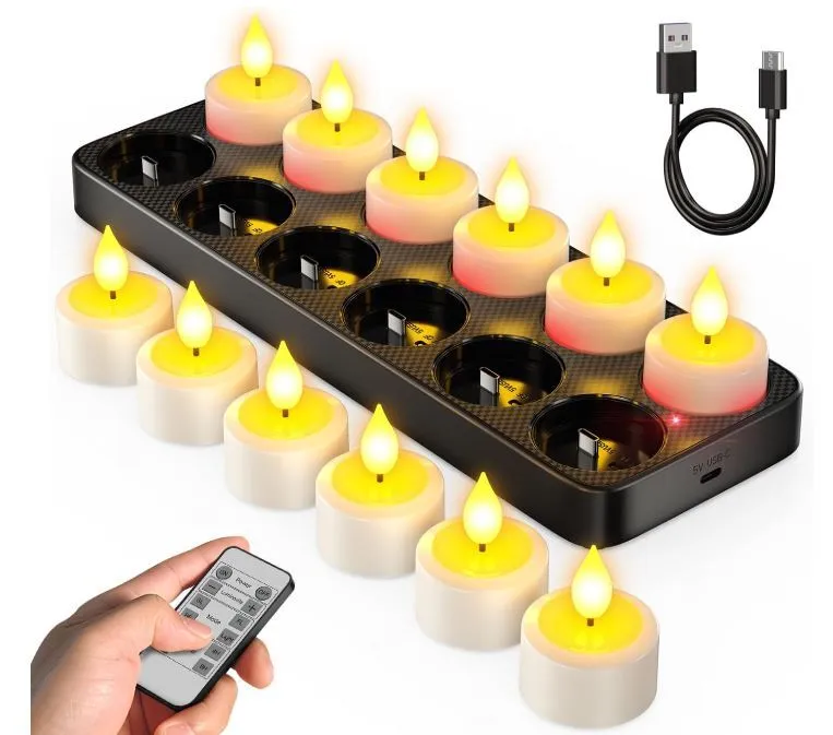 Rechargeable LED Tea Lights Set of 12