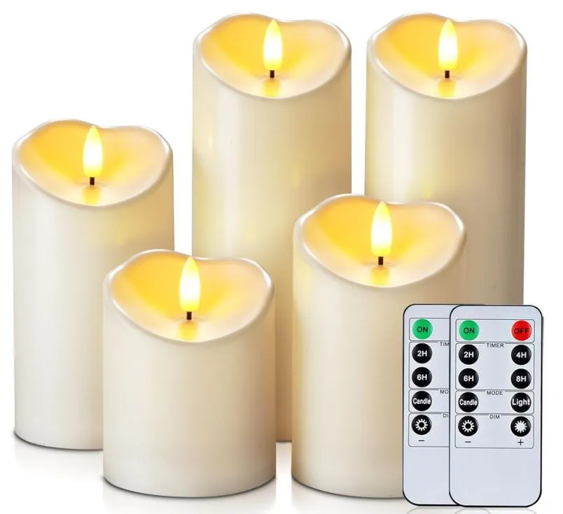 Ivory White Flameless Candles- Set of 5