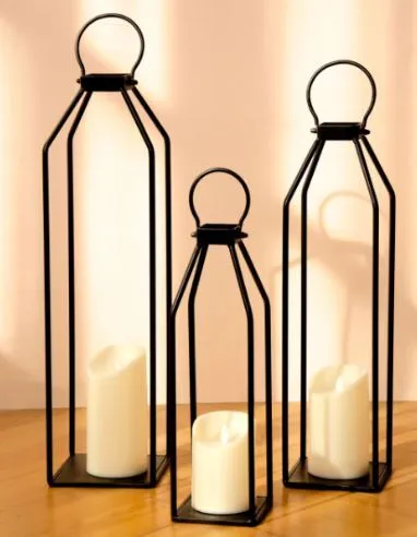 Black Metal Lanterns - Set of 3