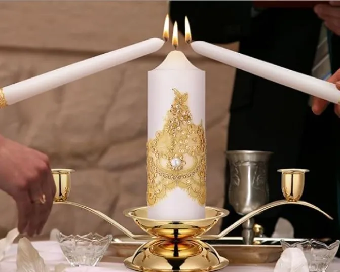 Gold Metal Unity Candles Holder