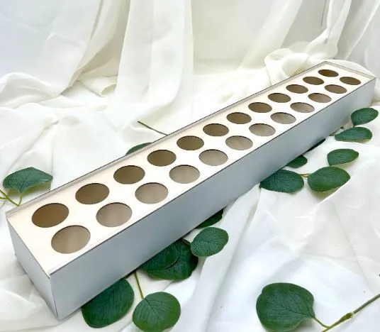 White Satin Finish Rectangular 24 Hole Vase