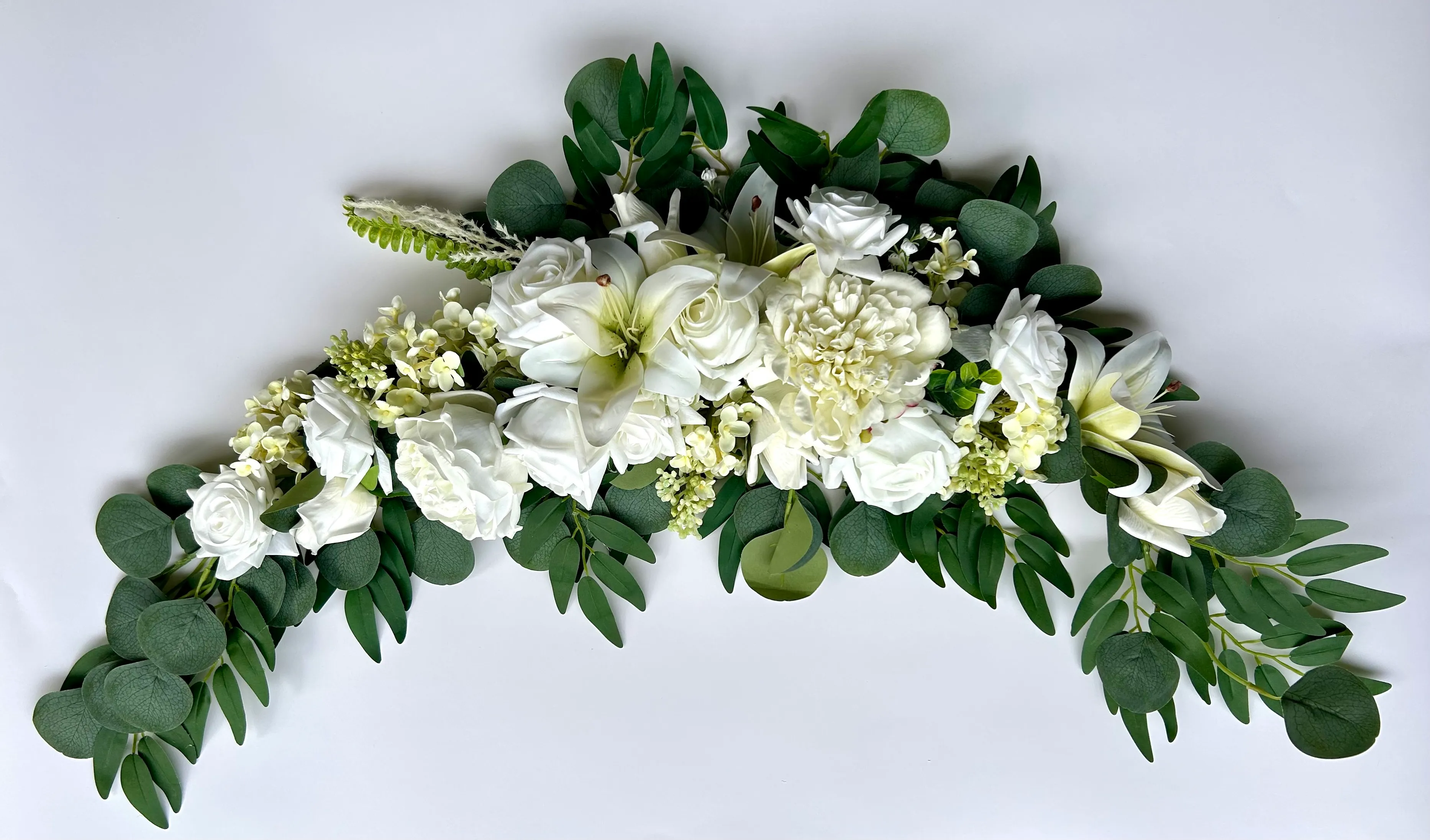 All White Pre-Made Flower Swag - Medium