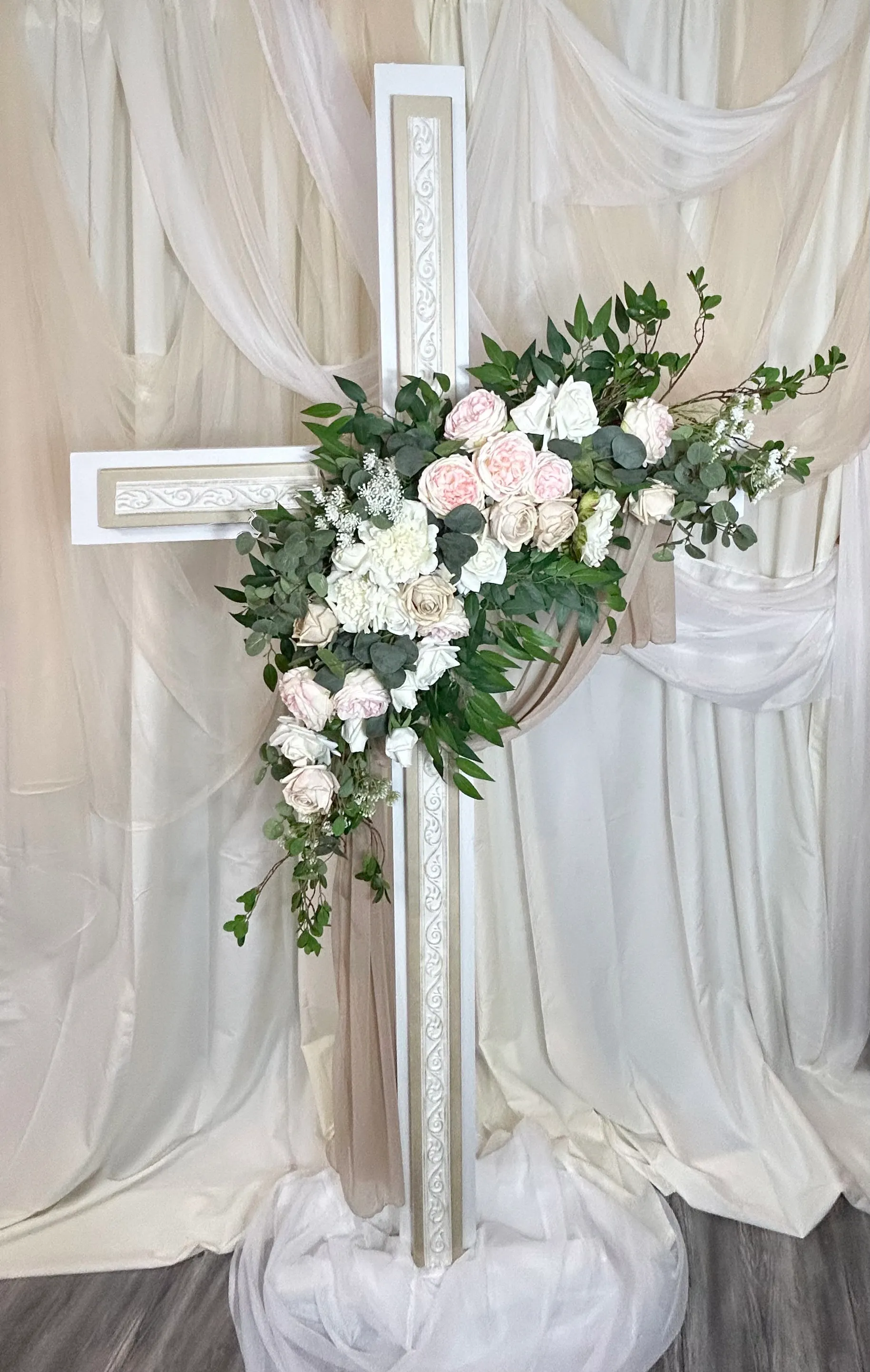 "Arise" Elegant Cross with Custom Flowers