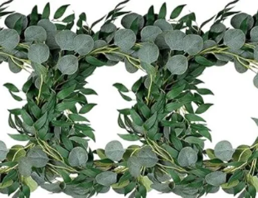 Eucalyptus with Willow Leaves Garland, 3.25 FT - Set of 12