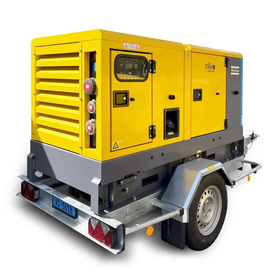 QAS 45, Génératrice mobile diesel Atlas Copco – 45 kVA – 9 h d’autonomie