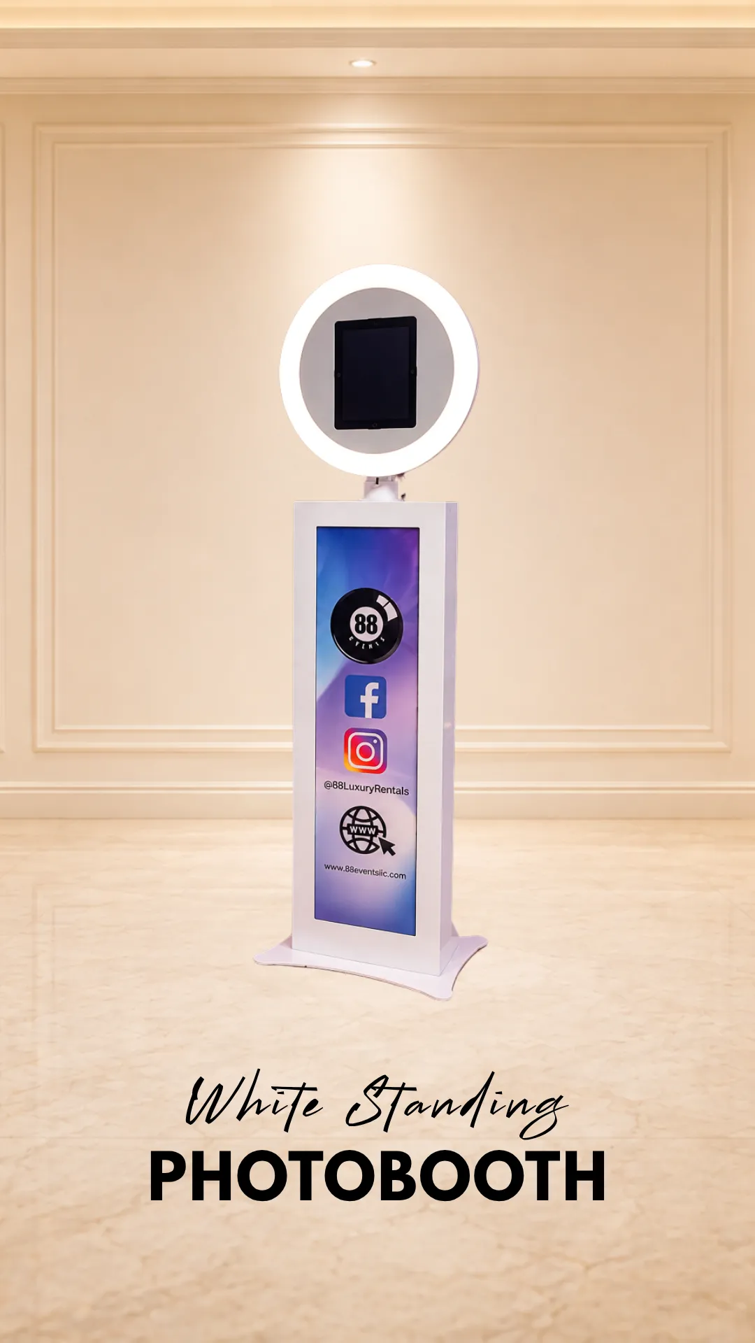 White Standing Photo Booth – Drop-Off / Self-Service
