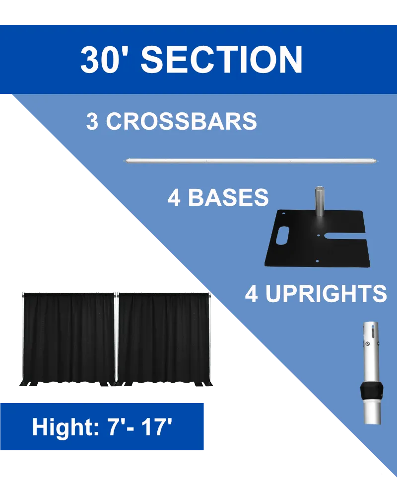 30' Black Pipe & Drape 16" High