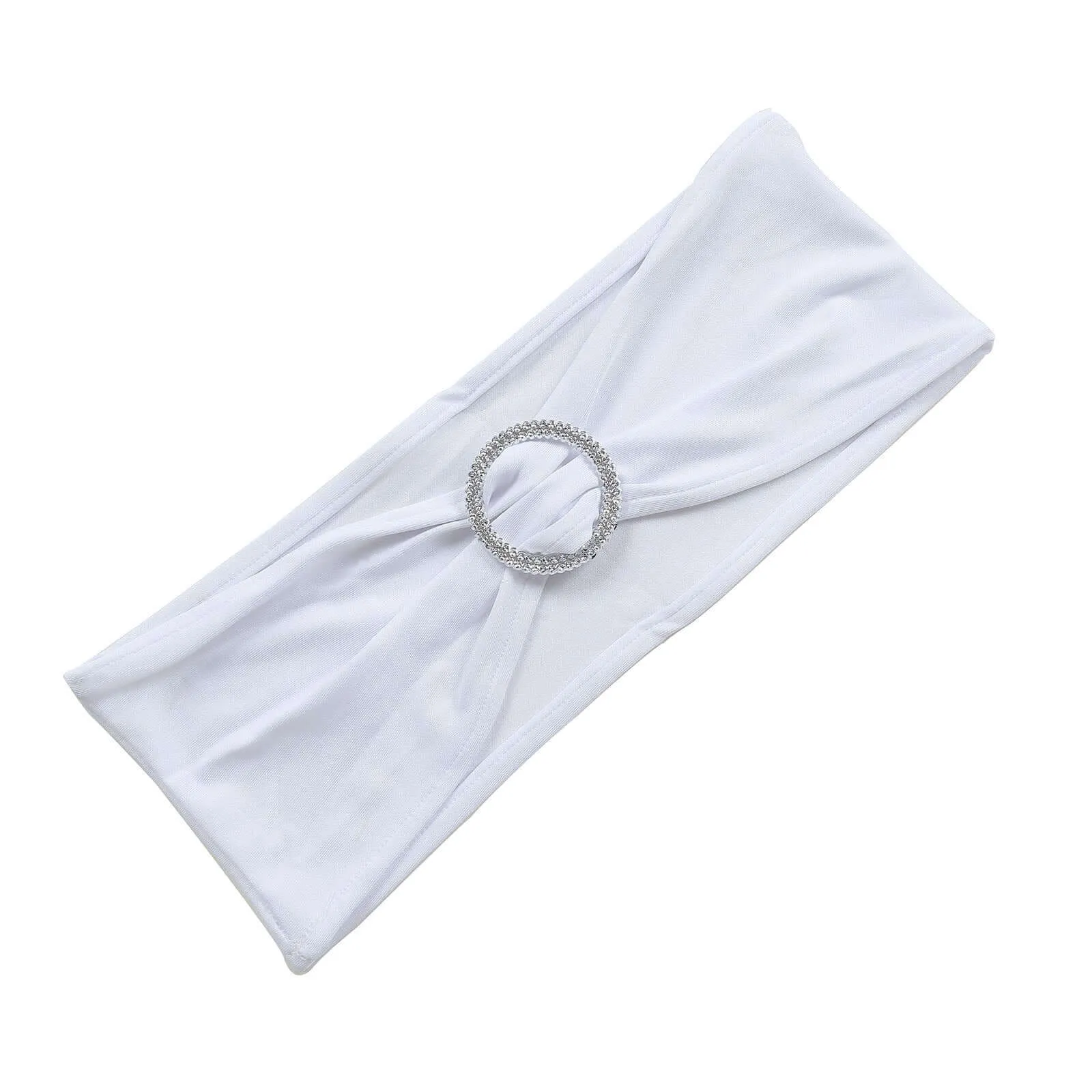 Sash Spandex w/Silver Buckle - White