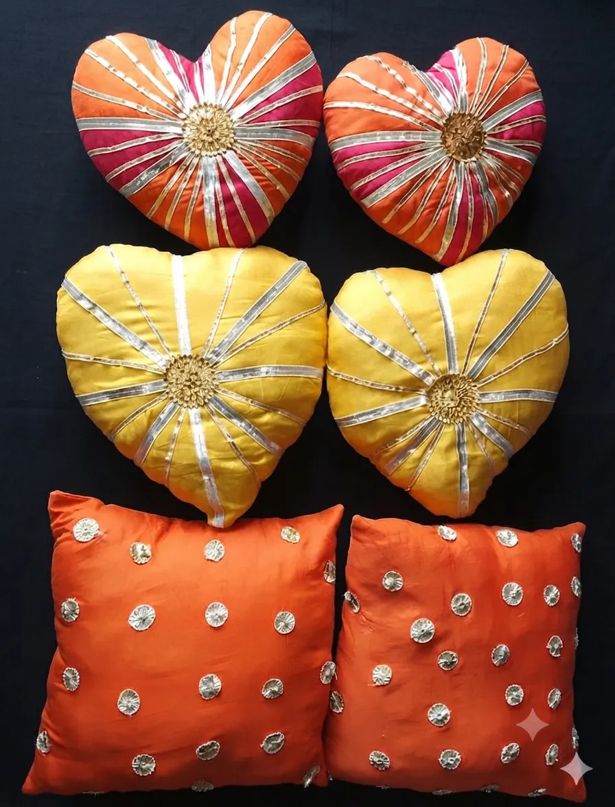 Yellow & Orange Cushion Sofa Set