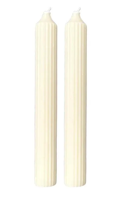 White fluted diner  candles 