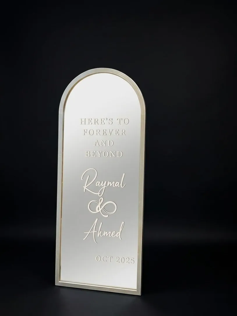Arched Glass Mirror Welcome Sign (1)