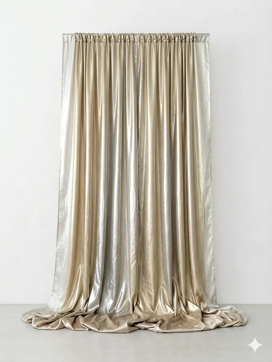 Silk curtain silver & golden