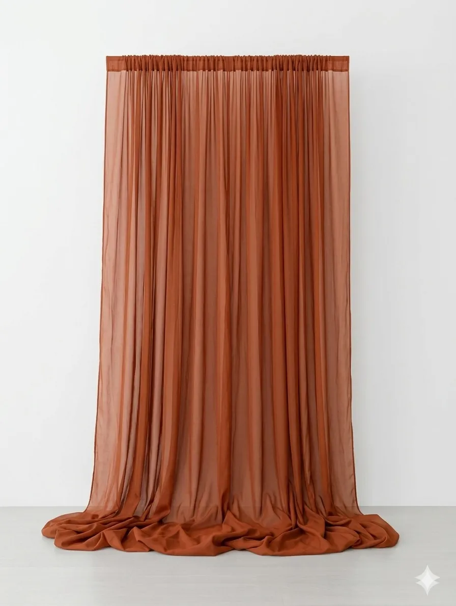 Rust chiffon curtains