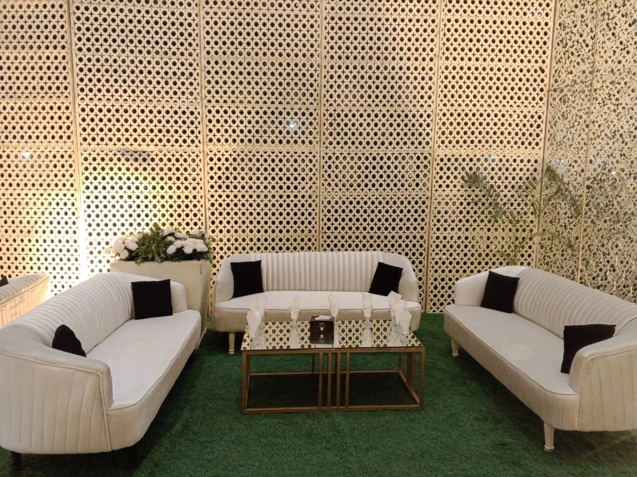 Off-white Velvet Lounges Khurbooza Style