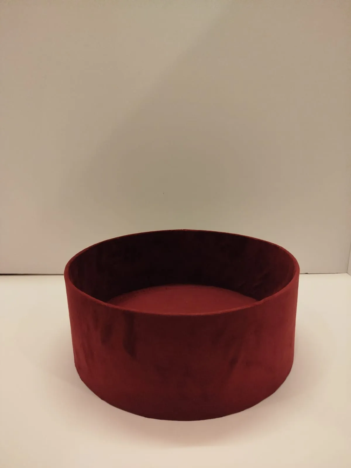 maroon Fabric round box 15" x 15" x 6"