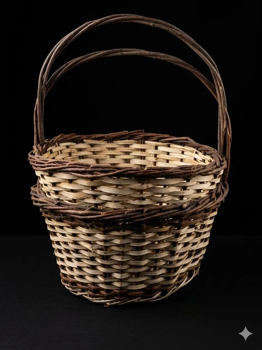 Beige & Brown Cane Basket