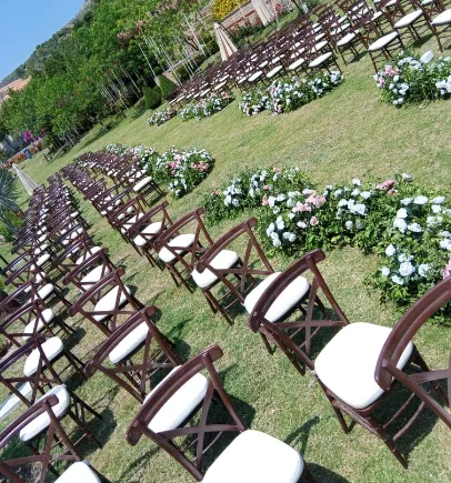 Brown cross back chairs